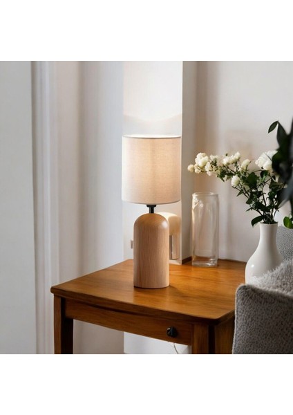 Bej Ahşap Abajur, Sıcak ve Şık Oda Aydınlatması