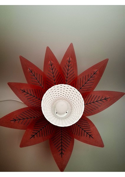 Kırmızı Çiçek Desenli Modern Masa Lambası, Şık ve Atmosfer Yaratıcı Gece Lambası indirimleri