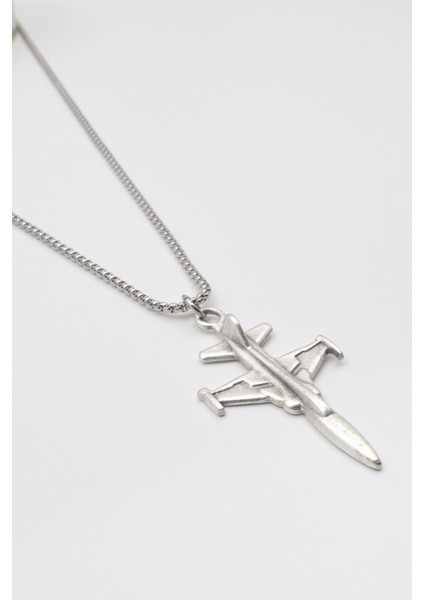 F-5 Tiger Jet Uçağı Kolye - Örme Ithal Zincirli Unisex Gümüş Kaplama Havacılık Takısı - 60 cm fiyatları
