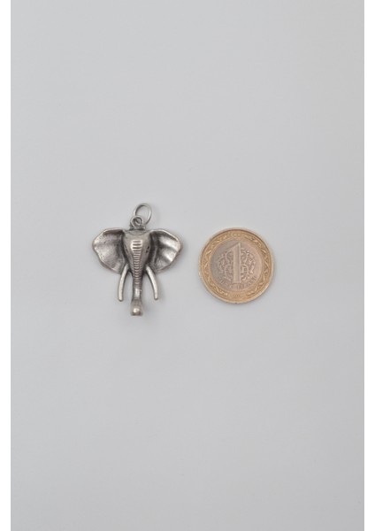 Fil Kafası Kolyekolye Ucu - Antik Gümüş Kaplama - Kadın Erkek modelleri