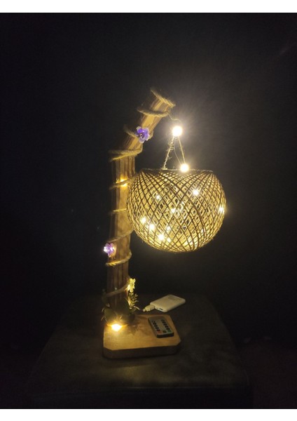 El Yapımı Ahşap Abajur, USB Girişli Peri LED Aydınlatma, Şık ve Doğal Dekorasyon. modelleri