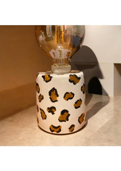 Leopar Desenli Tiny Seramik Abajur, Şık ve Modern Tasarım, Ev Dekorasyonu Için Ideal fırsatları