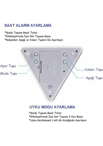 7 Renkli Dijital Piramit LED Çok Fonksiyonlu Saat, Termometre ve Masaüstü Dekor indirimleri