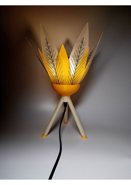 Şık Siyah Çiçek Desenli Dekoratif Masa Lambası ve Gece Işığı fiyatları