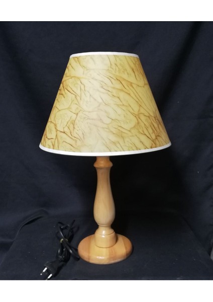 Doğal Ahşap Ayaklı Şık Abajur, 30 Cm, Zarif ve Modern Tasarım