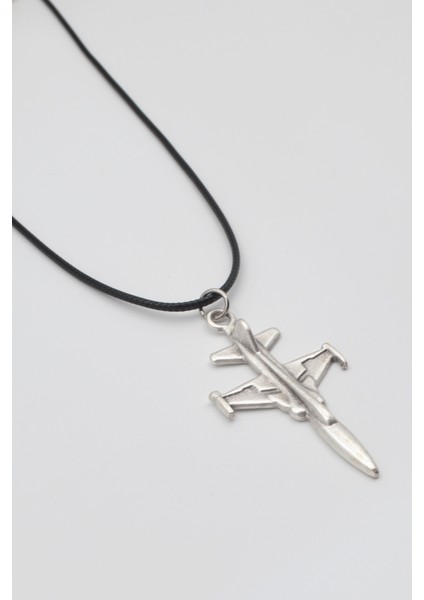 F-5 Tiger Savaş Uçağı Kolye - Pu Deri Ip Zincirli Unisex Gümüş Kaplama Havacı Takı - 60 cm fiyatları