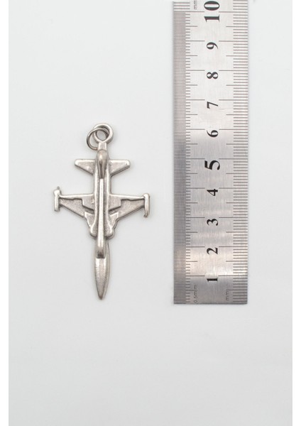 F-5 Tiger Savaş Uçağı Kolye - Pu Deri Ip Zincirli Unisex Gümüş Kaplama Havacı Takı - 60 cm modelleri