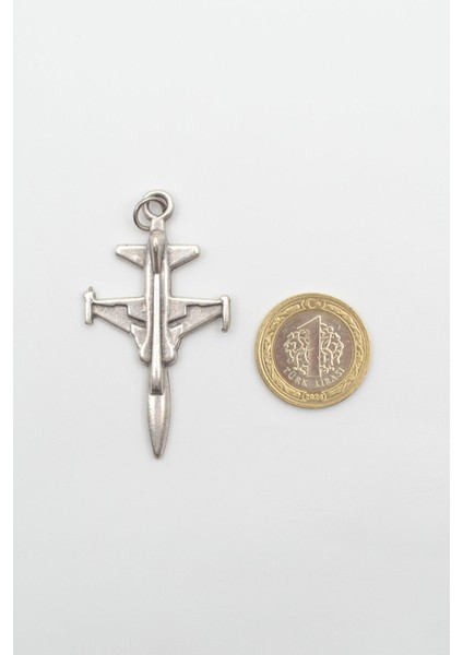 F-5 Tiger Savaş Uçağı Kolye - Pu Deri Ip Zincirli Unisex Gümüş Kaplama Havacı Takı - 60 cm fırsatları