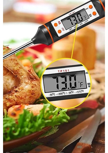 Dijital Çelik Termometre, Gıda, Et, Tavuk, Yemek, Pişirme, Barbekü, Sıcaklık Ölçer