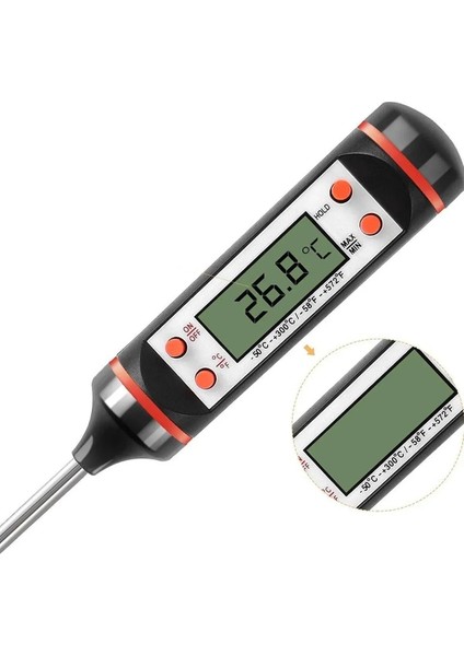 Dijital Çelik Termometre, Gıda, Et, Tavuk, Yemek, Pişirme, Barbekü, Sıcaklık Ölçer