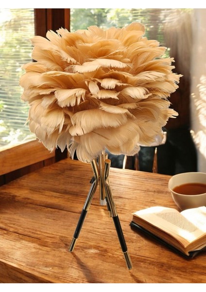 Tüylü Dekoratif 3'lü Tripot Ayaklı Abajur Sarı, Şık ve Modern Tasarım ile Evinize Sıcaklık Katın fiyatları