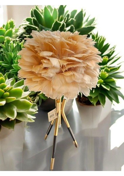 Tüylü Dekoratif 3'lü Tripot Ayaklı Abajur Sarı, Şık ve Modern Tasarım ile Evinize Sıcaklık Katın modelleri