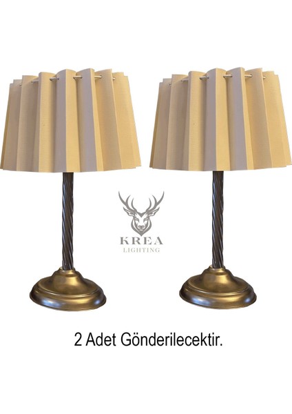 Iki'li Metal Eskitme Abajur Seti, Sarı, Şapkalı, Akordiyon Tasarım fırsatları