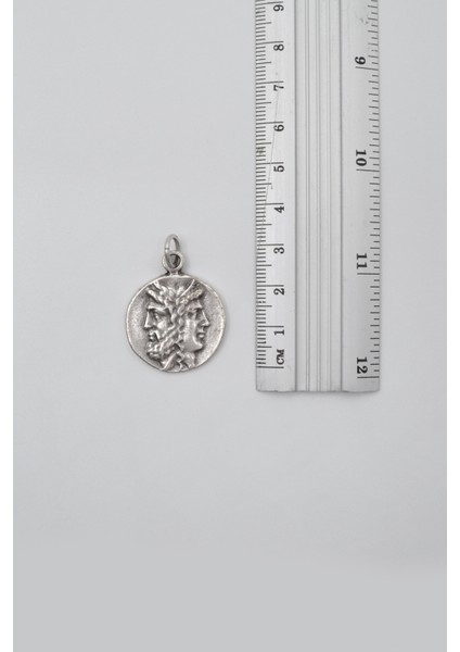 Iki Yüzlü Janus Kolye Ucu - Antik Gümüş Kaplama - Kadın Erkek modelleri