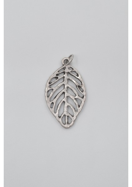 Yaprak Kolye Ucu - Antik Gümüş Kaplama - Kadın Erkek