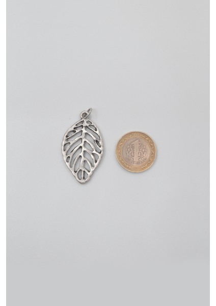 Yaprak Kolye Ucu - Antik Gümüş Kaplama - Kadın Erkek modelleri