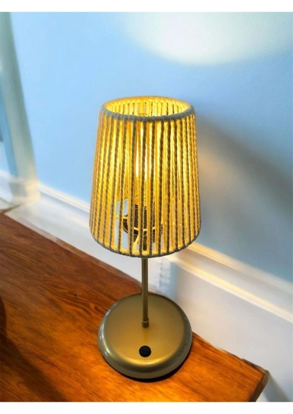 Makrome Ipli Mini Abajur Ekru, 2 Metre Fişli Kabloyla Tamamlanmış Şık Tasarım fiyatları