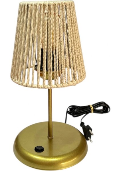 Makrome Ipli Mini Abajur Ekru, 2 Metre Fişli Kabloyla Tamamlanmış Şık Tasarım modelleri