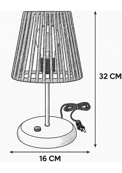 Makrome Ipli Mini Abajur Ekru, 2 Metre Fişli Kabloyla Tamamlanmış Şık Tasarım fırsatları