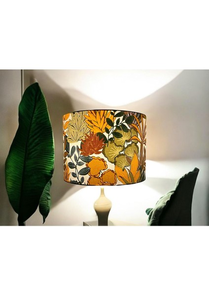 El Yapımı Yeşil Abajur Şapkası, 30 cm Çap, 20 cm Yükseklik, Yüksek Kaliteli Kumaş