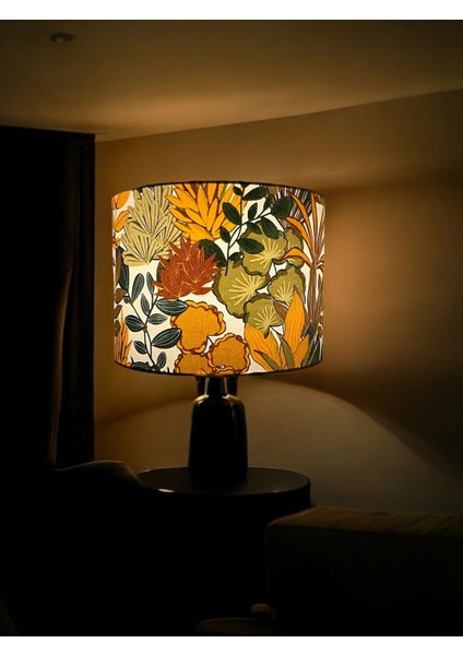 El Yapımı Yeşil Abajur Şapkası, 30 cm Çap, 20 cm Yükseklik, Yüksek Kaliteli Kumaş fırsatları