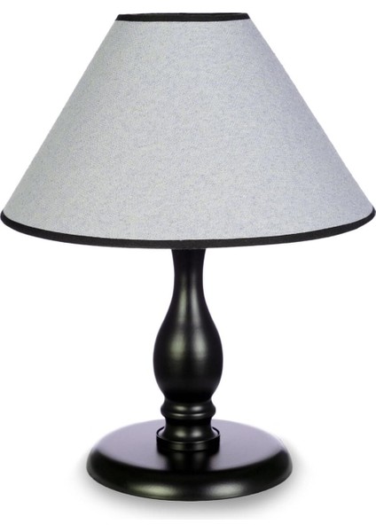 Buz Mavisi Abajur, Siyah Metal Ayak Detaylı Şık Dekoratif Aydınlatma