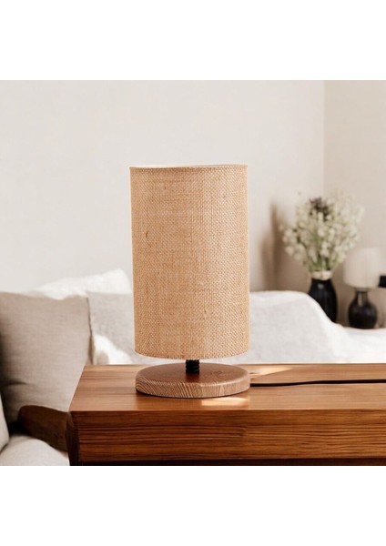 Şık Bej Ahşap Abajur, Evinize Sıcaklık Katacak Modern Tasarım