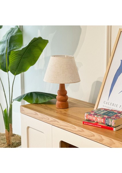 Şık Bej Ahşap Abajur, Doğal ve Sıcak Atmosfer Için Ideal Seçim