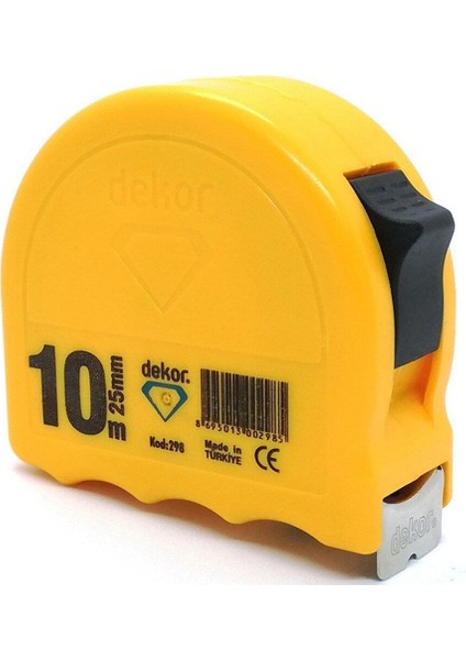 10 Metre Şerit Metre, 25 Mm, Dayanıklı ve Kullanışlı, Çok Amaçlı Ölçüm Aracı