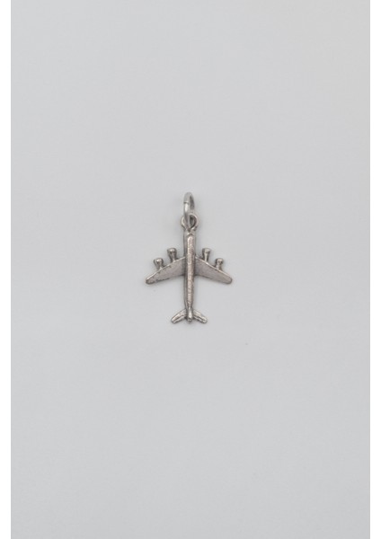 Küçük Uçak Kolye Ucu - Antik Gümüş Kaplama - Kadın Erkek