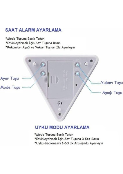 7 Renkli Piramit Şekilli Dijital LED Çalar Saat ve Termometre Masa Saati