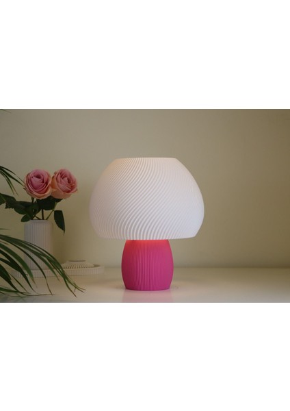 Modern Pembe Mantar Abajur, Şık ve Kullanışlı Dekoratif Lamba