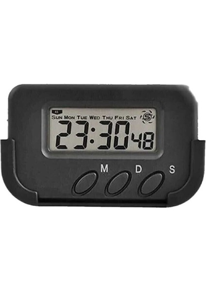 Siyah Mini Dijital Saat, Tarih, Kronometre, Alarm, Mutfak ve Spor Için Yapışkanlı