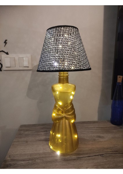 Gold Abajur Peri Ledli Dekoratif Şişe Aydınlatma, Şık ve Modern Ev Dekoru Için Ideal