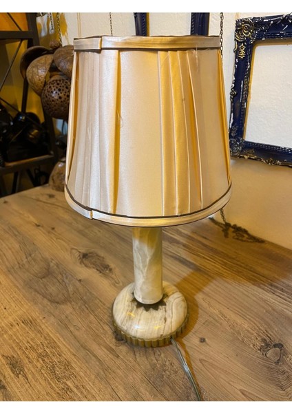 Yeşil Mermer Detaylı Şık Abajur, Zarif Dekoratif Aydınlatma. fiyatları