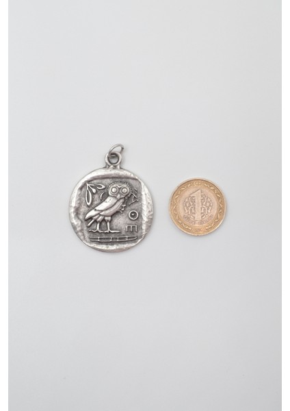 Yunan Mitolojisi Baykuş Düz Ezme Zincir Kolye - Antik Gümüş Kaplama - Kadın Erkek - 60 cm indirimleri