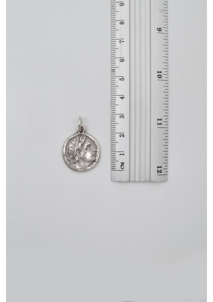 Yunan Antik Makedonya Kralı Büyük Iskender Düz Ezme Zincir Kolye - Antik Gümüş Kaplama - Kadın Erkek - 60 cm indirimleri