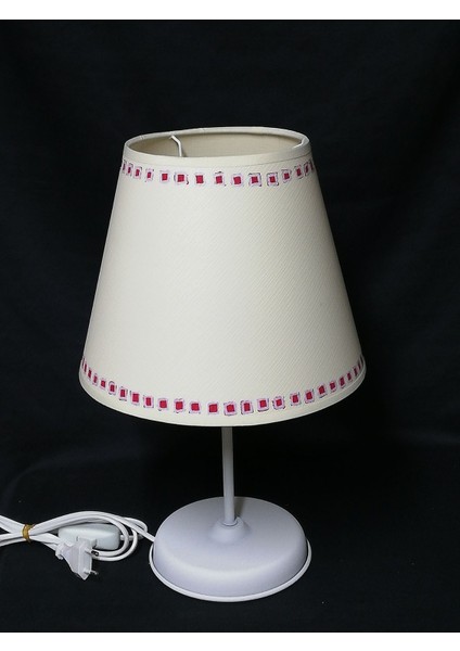 Beyaz Pvc Başlıklı Şık ve Modern Genç, Çocuk, Yatak Odası Abajuru