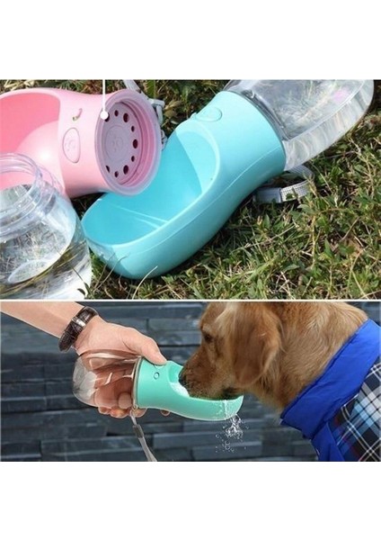 Pembe Taşınabilir 350 ml Hayvan Su Şişesi, Pratik ve Şık Tasarım