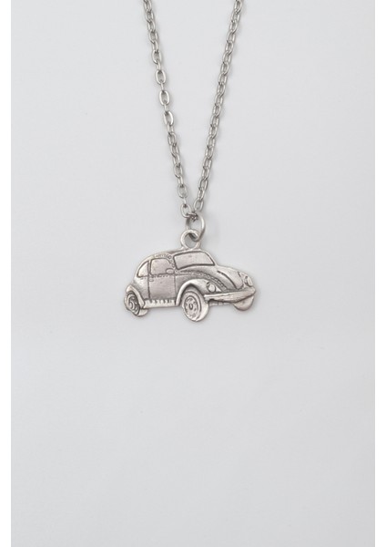 Nostaljik Vosvos Düz Ezme Zincir Kolye - Antik Gümüş Kaplama - Kadın Erkek - 60 cm