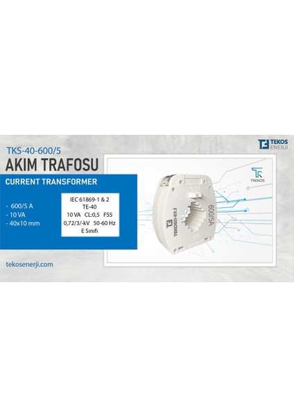 600/5 Akım Trafosu 40X10 Cl:0,5 10 Va, Yüksek Kaliteli Enerji Ölçüm Cihazı