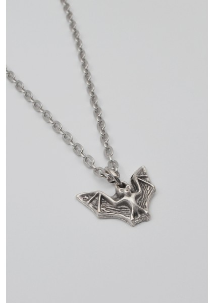 Minimalist Gotik Yarasa Kolye - Düz Ezme Ithal Zincirli Unisex Gümüş Kaplama - 60 cm fiyatları