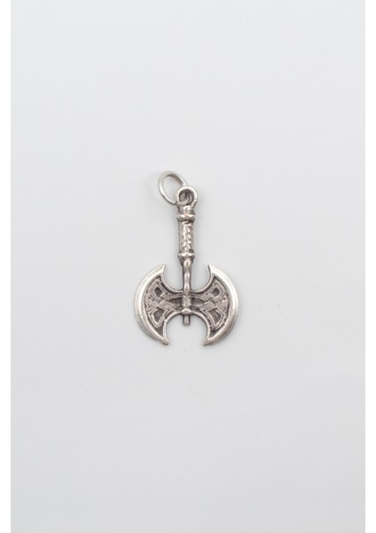 Viking Çift Başlı Balta Kolye Ucu - Antik Gümüş Kaplama