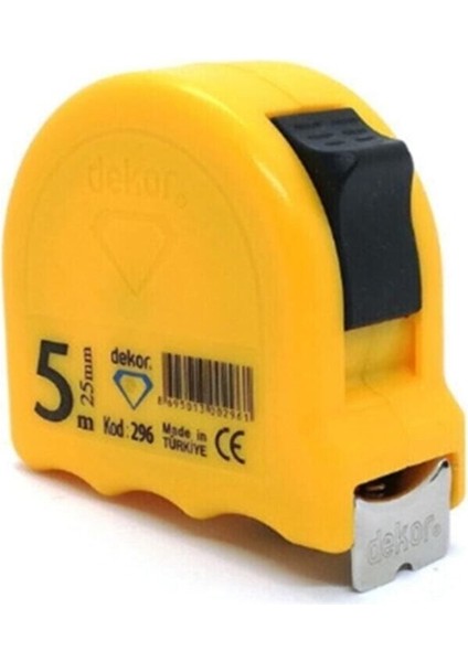 Darbeye Dayanıklı Dekor Şerit Metre, 5 Metre, 25 Mm, Klipsli, Şık ve Kullanışlı