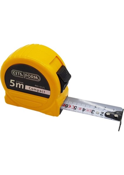 5 Metre x 25 mm Kompakt Şerit Metre, Kullanışlı ve Dayanıklı Ölçüm Aleti