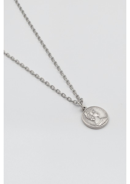 Ingiliz Kraliçe Iı. Elizabeth Düz Ezme Zincir Kolye - Antik Gümüş Kaplama - Kadın Erkek - 60 cm fiyatları