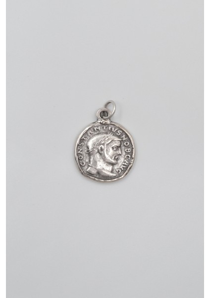 Antik Roma Dönemi Sikke Siyah Deri Ip Kolye - Antik Gümüş Kaplama - Kadın Erkek - 60 cm fırsatları