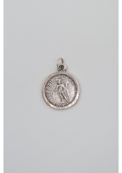 Antik Roma Dönemi Sikke Siyah Deri Ip Kolye - Antik Gümüş Kaplama - Kadın Erkek - 60 cm indirimleri