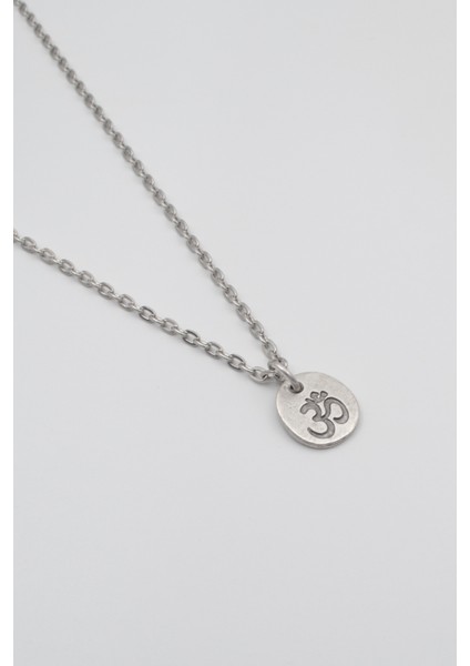 Om Aum Sembolü Düz Ezme Zincir Kolye - Antik Gümüş Kaplama - Kadın Erkek - 60 cm fiyatları