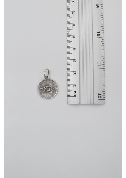 Minimalist Ilahi Göz - Nazar Düz Ezme Zincir Kolye - Antik Gümüş Kaplama - Kadın Erkek - 60 cm fırsatları